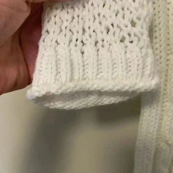 Gap Ivory 3/4 Length Long Loose Knit Sweater XS Cotton/Acrylic Blend - Picture 4 of 6